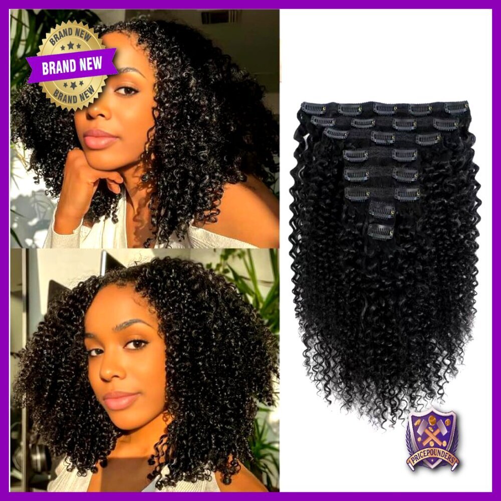 Kinky Curly Clip-in Hair Extensions 18 Inch Brazilian Virgin Human Hair Set
